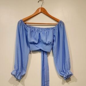 Elegant Blue Off-Shoulder Women's Top‎